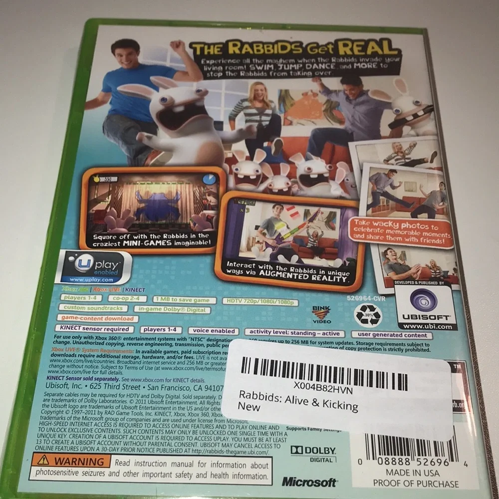 Rabbids Alive & Kicking for XBOX 360 new and sealed